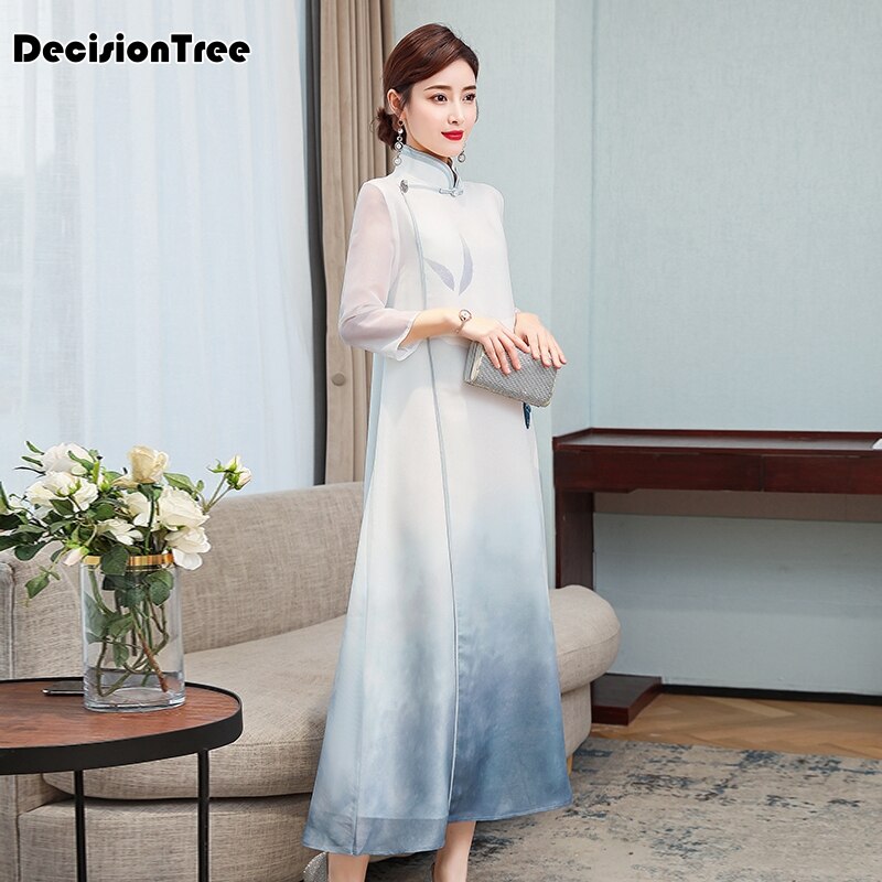 Chinese Dress chinese women improved qipao grey br...  Grandado