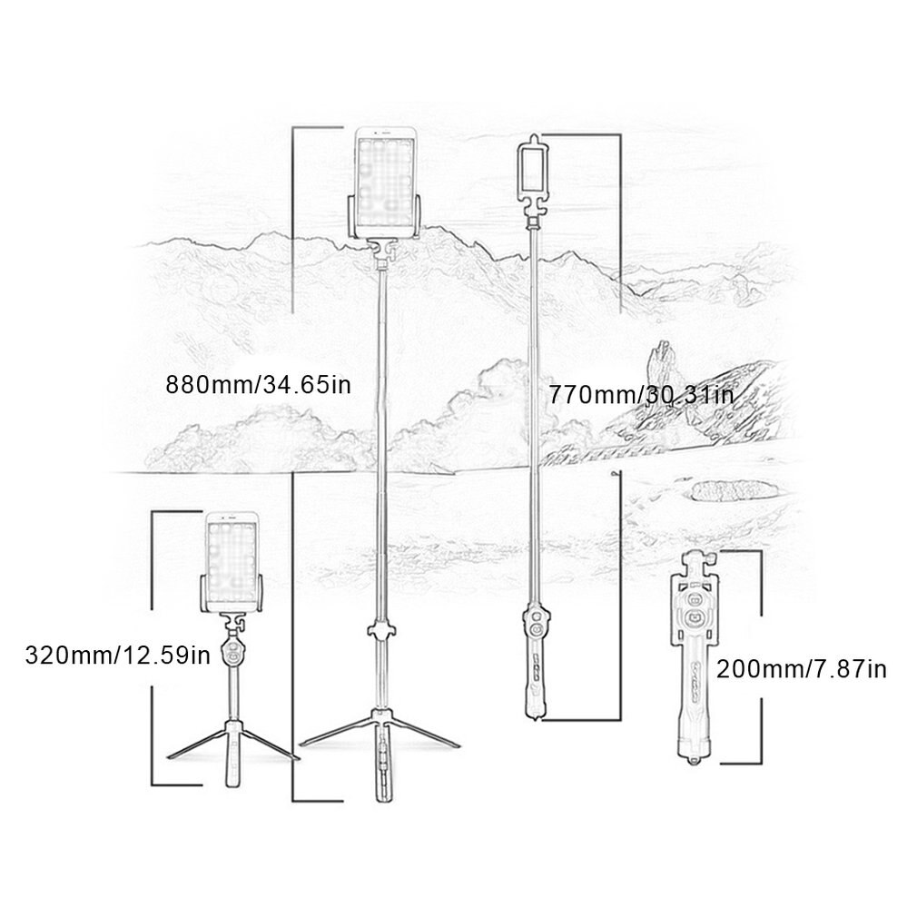 3 in 1 Wireless Mini Selfie Stick Rod Tripod with Remote Control Live Photo Holder Self-timer Pole Photographs