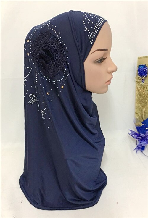 Islamilainen naisten huivi päähineet muslimi hijab sisäkorkki huivi huivi ramadan arab amira huivi koko kansi turbaani hijab: 07 laivasto