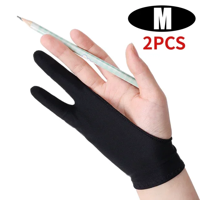 Zeichenhandschuh, Handflächenabweisung, Zwei-Finger-Handschuhe für Apfel IPad, kapazitives Tablette, Bildschirm, Künstler, Rechts-/Linkshand-Grafiktablett: Gelb