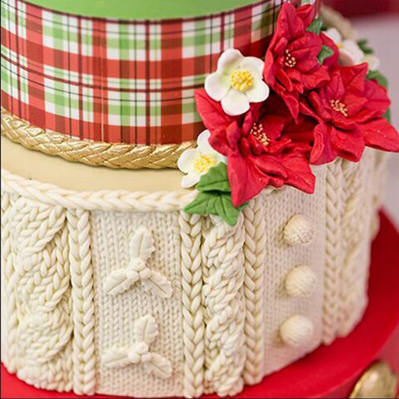 3D Knitting Texture Silicone Mold Christmas Cake Border Fondant Molds Cake Decorating Tools Chocolate Gum Paste Mould