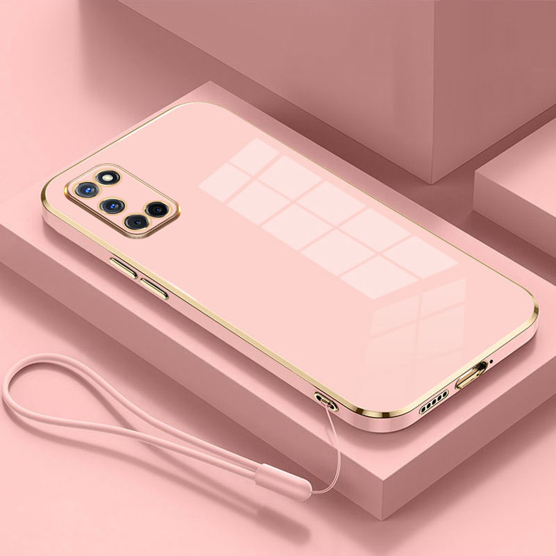 Dla OPPO A52 A72 A92 Etui Luxury Square Plating CPH2061 CPH2067 CPH2059 CPH2069 Etui na telefon a92 72 ShockProof Silicone Back Cover: Z aluminium / Black