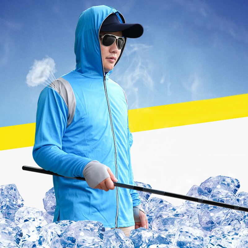 Sun UV Protective Fishing Jacket Sunscreen Cooling Wear Outdoor Summer Fishing Clothes Hoodie Fishing Gear Goods Accessories
