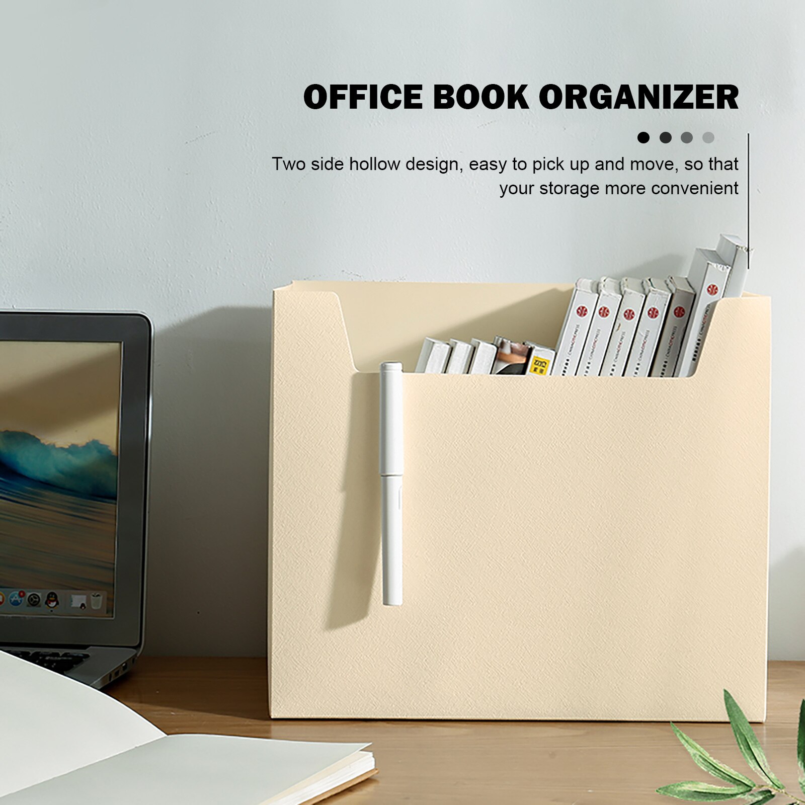 Desktop Collapsible Storage Box Plastic Portable Folding Large Capacity Office Organizer Container Side Handle Documents File