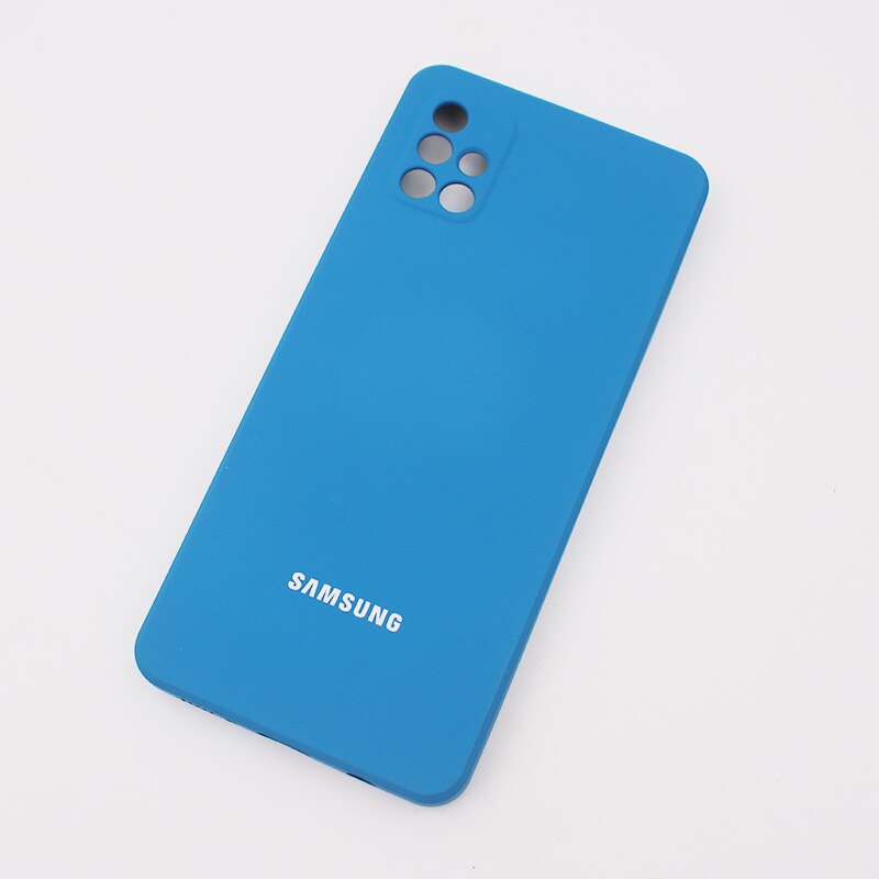 Per Samsung Galaxy A51 4G A71 4G custodia custodia morbida in Silicone di alta qualità Samsung Galaxy a71 4G a51 4G custodia protettiva con Logo: For Galaxy A71 / Light Blue