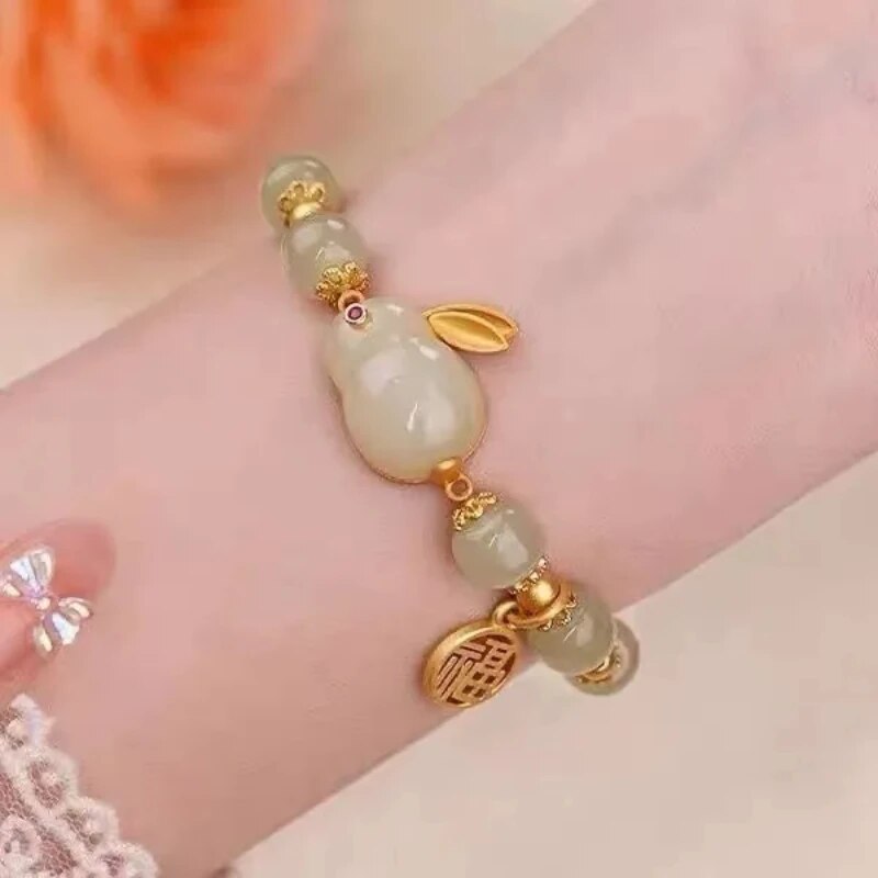 1pc Huan Schönheit Jade Kaninchen Armbinde Mädchen Reiche Kaninchen Kleine Kaninchen Nische Hohe Aussehen Ebene Armbinde