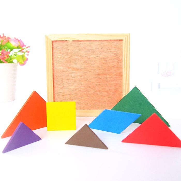 Houten tangram puzzel van 7 stukjes, kleurrijk vierkant, iq-spel, hersenkraker, intelligent educatief speelgoed voor kinderen