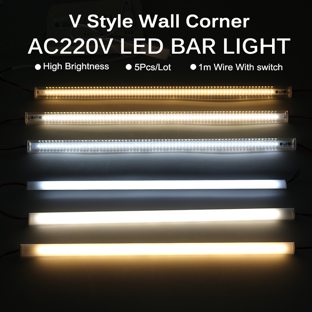V Shaped LED Bar Light 220V 50cm 72LEDs Wall Corner LED Tubes Kitchen Under Cabinet Light 1-6Pcs Set