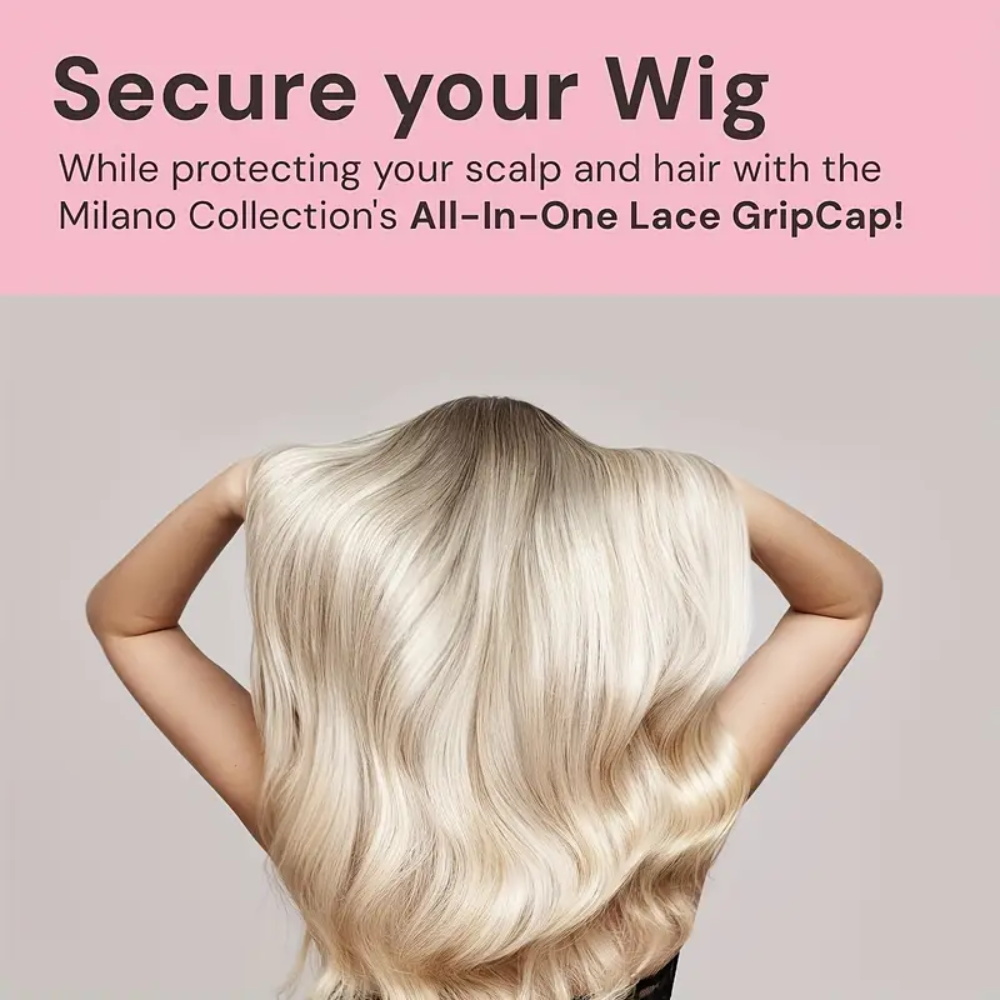 Parrucca da donna in pizzo con impugnatura regolabile, cuffia per parrucca antiscivolo con ritagli per le orecchie, fascia in velcro regolabile, regalo di benda e spazzola