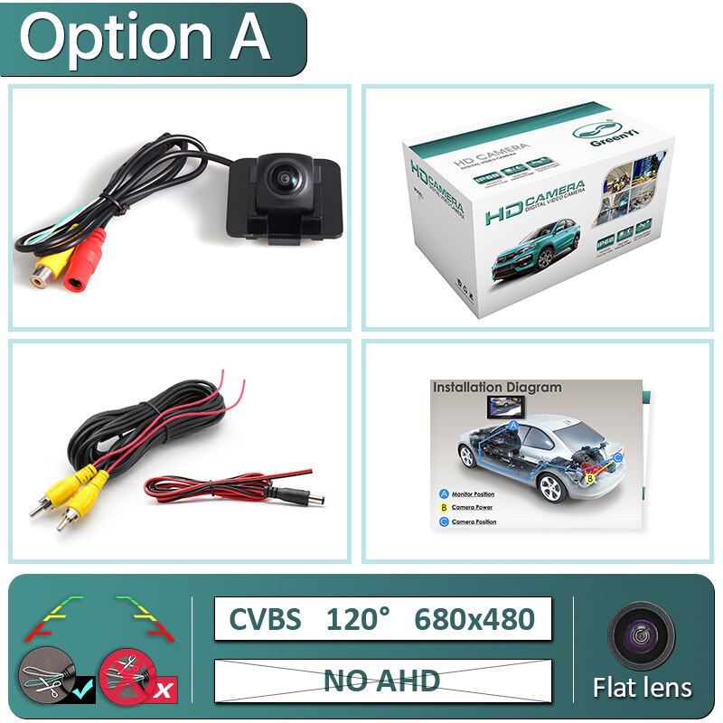 Greenyi 170 ° ahd 1920*1080p specialbil bakkamera til mercedes benz  w204 w212 w221 s600 s550 s500 s450 s430 s420 bil: A -680 x 480-120 grader
