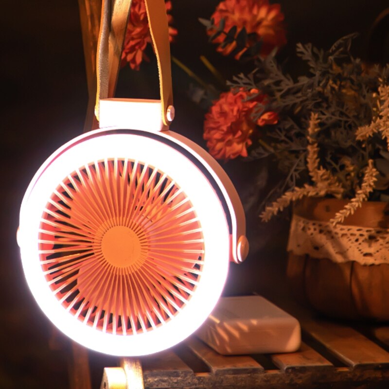 7in Ceiling Fan 3-Speed Hanging Fan with LED Lamp 2 in 1 USB Charging Ceiling Fan 2400mAh for Teacher Student