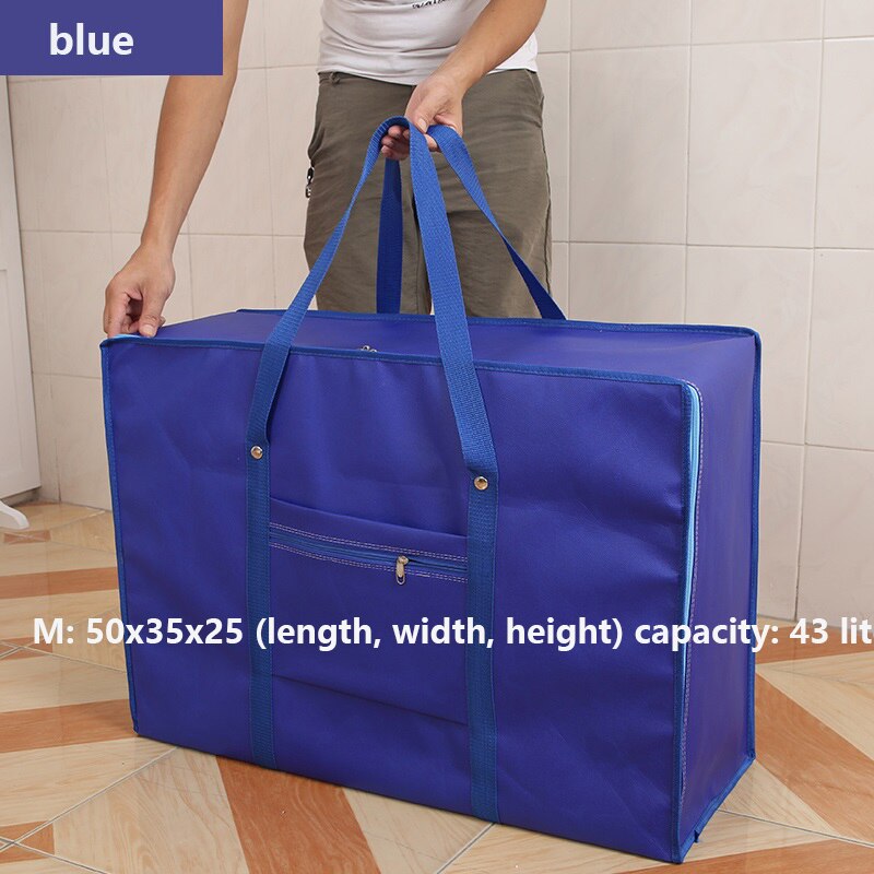 Extra Large Waterproof Thickening Moving Bag Oxford Woven Bag Large Capacity Luggage Bag Pack Aviation bag: blue  M