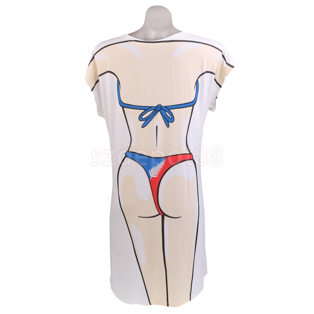 Bikini drôle imprimé femme robe plage fête cache-haut T-Shirt maillots de bain pyjamas déguisement
