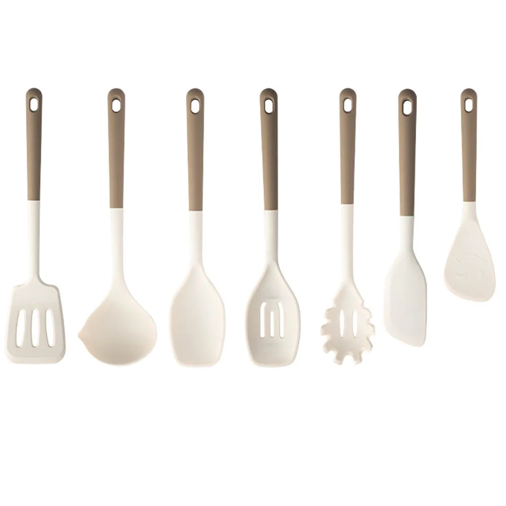 Cooking Tool Sets Non-toxic Cooking Baking Kitchen Tools Utensils Silicone Shovel Spoon Scraper Brush Spade Whisk Turner: Dark Khaki