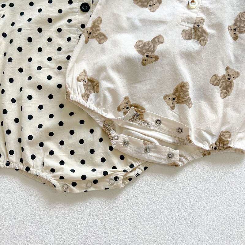 MILANCEL 2022 Frühling Neue Baby Kleidung Bär Druck Kleinkind Bodys Säuglings Einem Stück Polka Punkt Giirls Overall Jungen Outfit