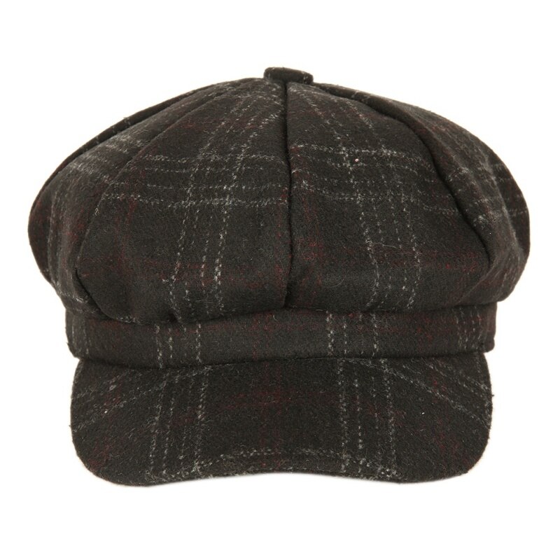 Kvinder ottekantet kasket udendørs sport løbehat efterår vinter hatte til mænds s 6 farver smuk plaid sport baret kasket: Sort