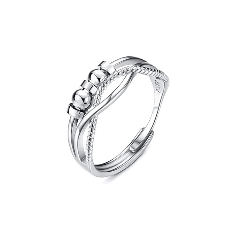 Angst ring kvinder mænd runner fidget angst ring med perle bekymring stress relief smykker justerbar stable ring: B2-17mm