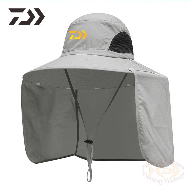 Unisex Daiwa Fishing Cap Hat Breathable Neck Face Men Women Outdoor Uv Protection Fishing Camping Solid Black Sun Caps