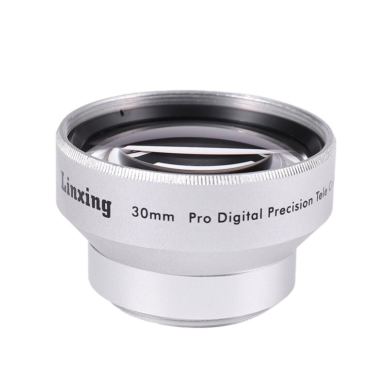Newyi Digitale Lens Vervanging 30 Mm 2.0X Tele Telelens Voor Camcorder 30 Mm 2X Zilver