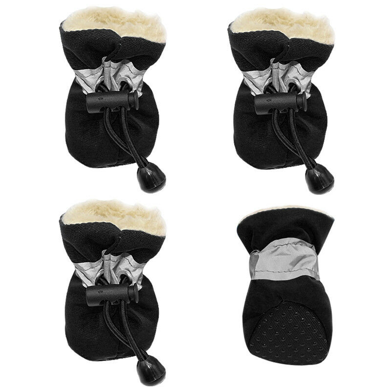 4 Stuks Waterdichte Winter Hond Schoenen Anti-Slip Regen Snowboots Schoenen Dikke Warme Voor Kleine Katten Honden puppy Hond Sokken Booties: Black / L