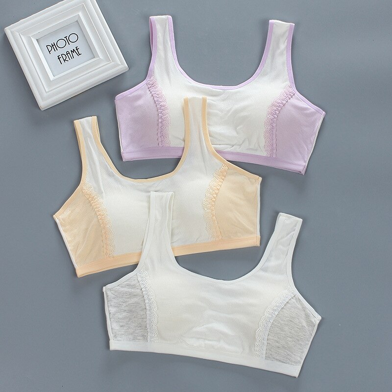 Lace Girls Bra Vest Underwear Suspenders Summer Thin Breathable Elastic Adolescence Period 13-23 Years: 1 random color