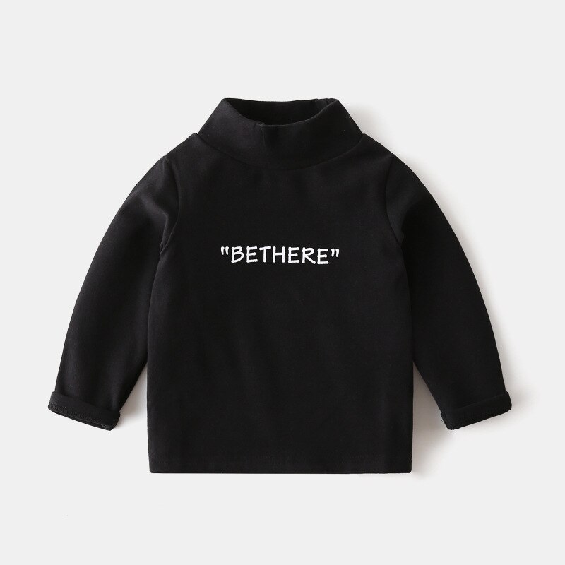 Enfants col roulé chemise garçons lettres épaissi à manches longues T-shirt enfants enfants vêtements automne hiver hauts 2 4 6Y: C / 2T