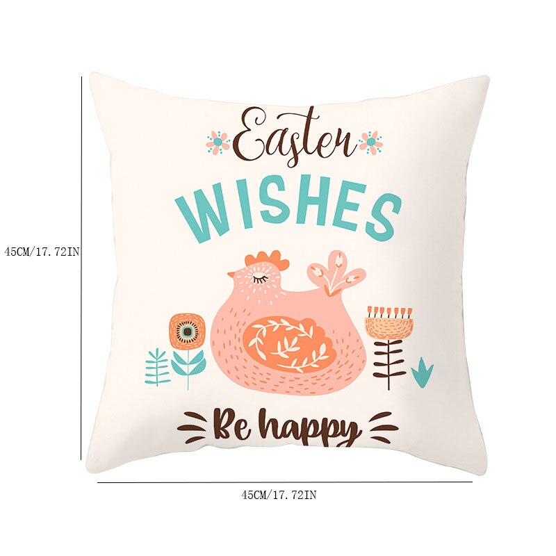 Kids Kussen Print Pasen Leuke Konijn Print Kussen 45*45Cm Case Polyester Sofa Auto Kussen Cover Home Decor funda Rechthoekige