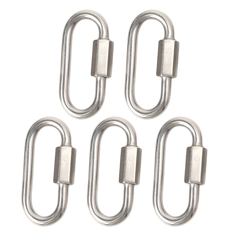 Stainless Steel Quick Link Threaded Chain Connector D Shape Locking Carabiner Heavy Duty for Camping Hammock Swing Trailer: M6