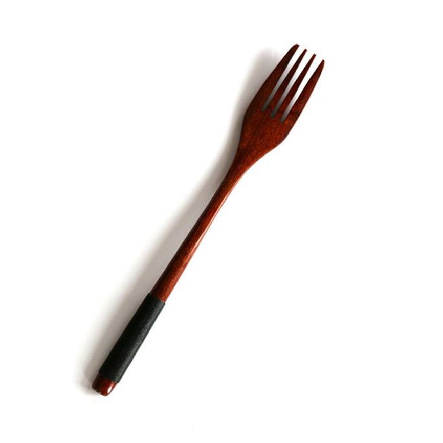 Colher de madeira de bambu cozinha utensílios de cozinha ferramenta sopa colher de chá catering colher de madeira + garfo de madeira