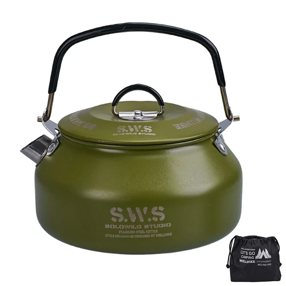Roestvrijstalen waterkoker 0,8L Draagbare ultralichte wandelwaterkoker Outdoor koffiepot Reizen Camping Theepot Multifunctioneel kookgerei