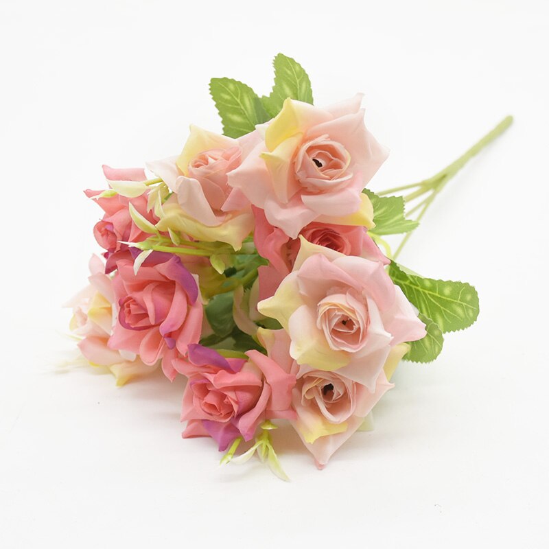 10 Heads 5 Vorken Rose Boeket Kunstbloemen Home Decor Diy Achtergrond Wanddecoratie Indoor Meubels Kerst Bruiloft: 5