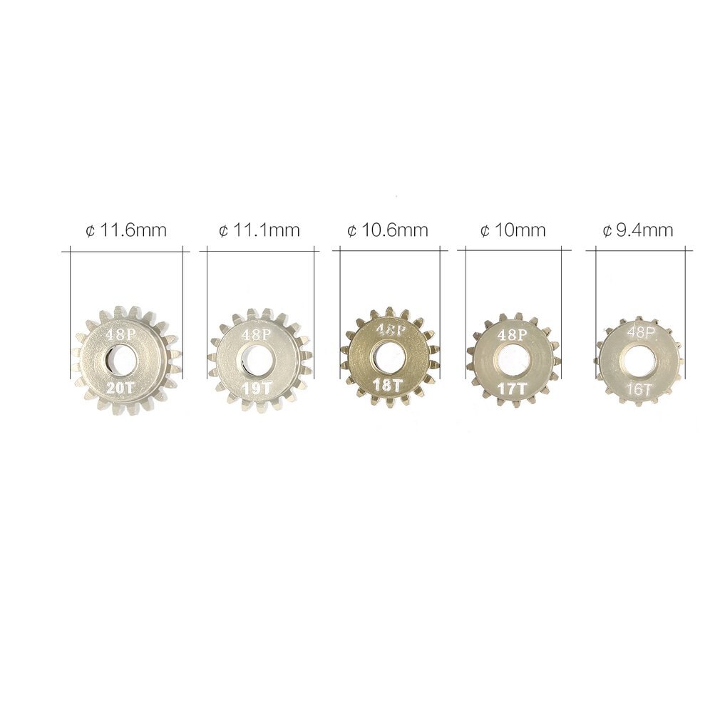 Hight Aluminium 7075 48DP 3.175Mm 16T 17T 18T 19T 20T Pinion Motor Gear voor 1/10 Rc Auto Geborsteld Borstelloze Motor