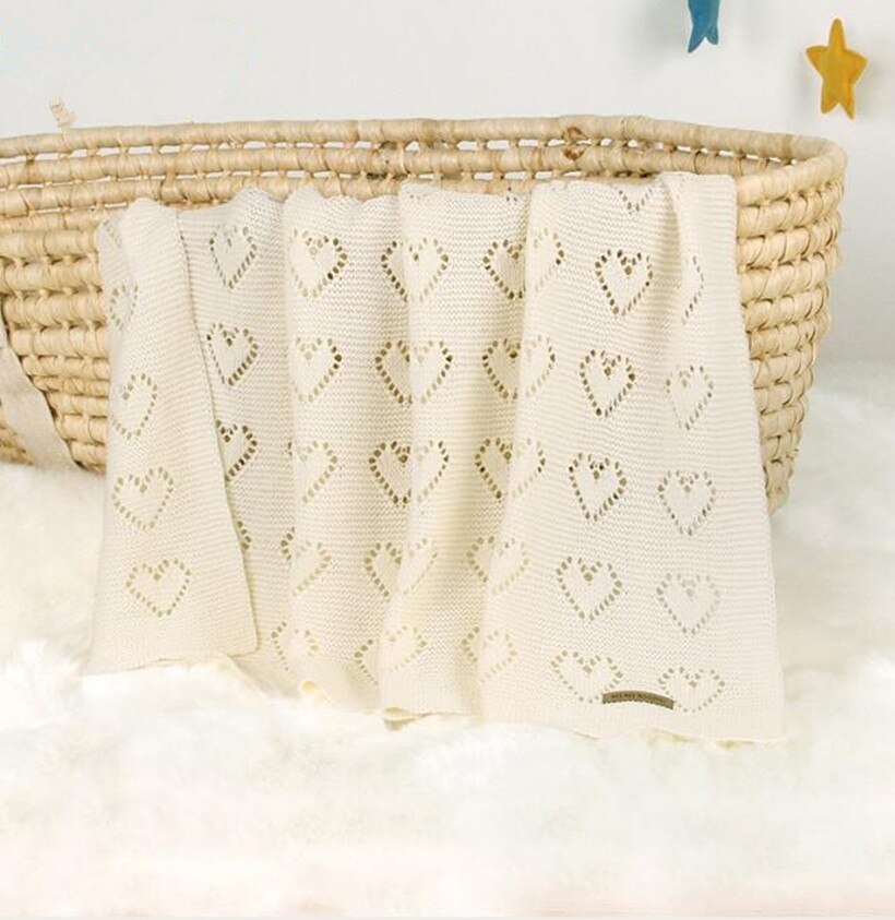 Knitted Baby Blankets Newborn Summer Baby Swaddle Wrap Blanket Super Soft Infant Baby Crib Bedding Stroller Receiving Blanket: Beige