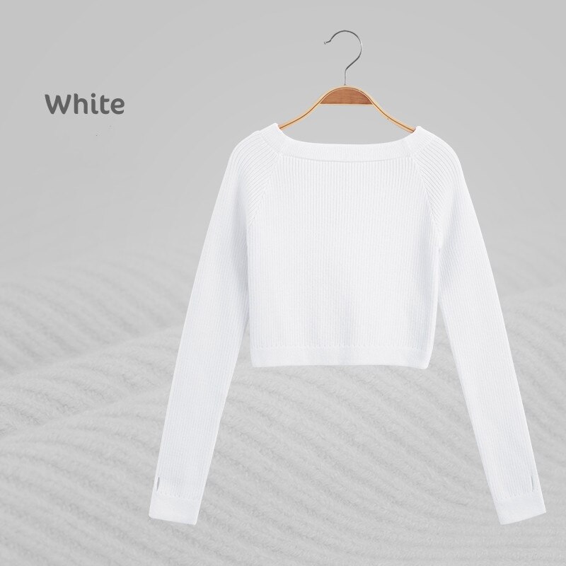 Meisjes Ballet Dans Trui Elastische Platte Schouder Trui Tiener Kinderen Herfst Winter Truien Met Lange Mouwen Truien: height 115-125cm / White