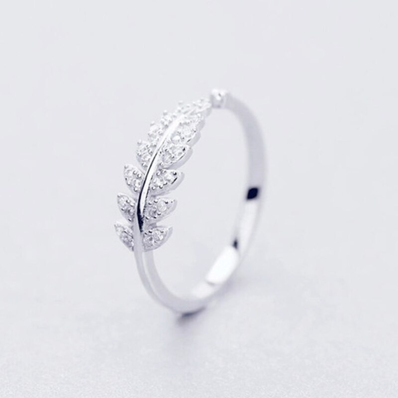 Persönlichkeit retro Silber Überzogene Blatt Liebe Umarmung Ringe Für Frauen Schmuck Neue Kreative Offenen Ring Anillos Einstellbar: Zircon Blatt