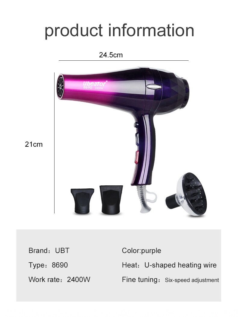 Powerful And Cold Wind Hair Dryer Blow dryer Styling Tools For Salons and household use