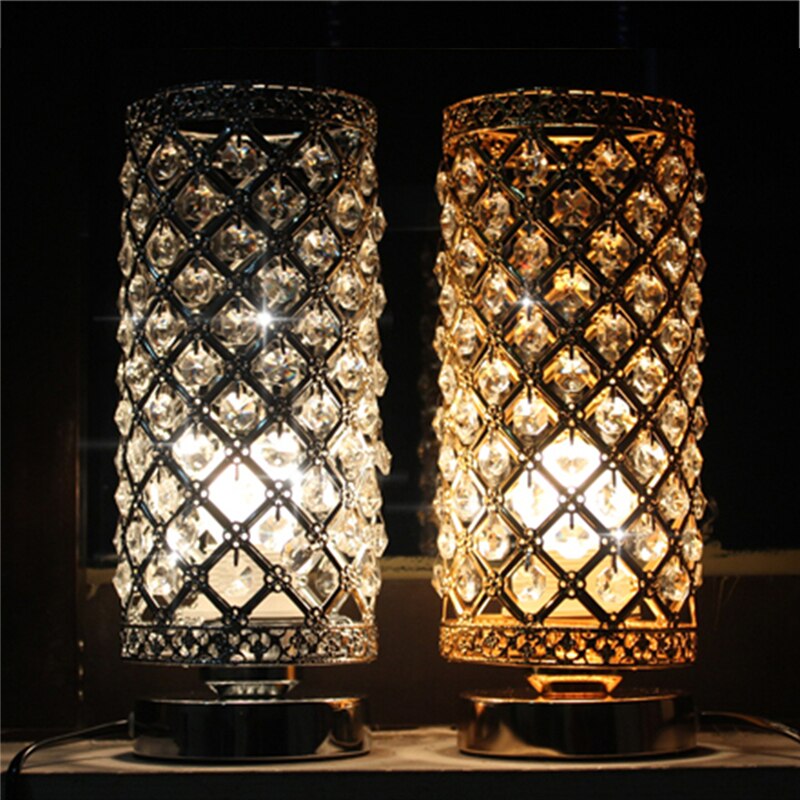 Modern LED Crystal Desk Table Lamp E27 Adjustable Bedside Nightstand Light Home Decoration Indoor Lighting