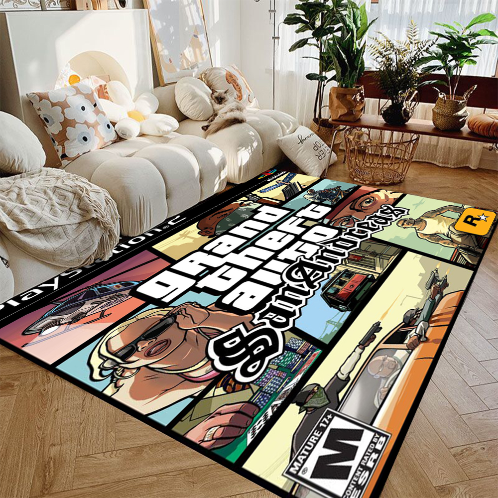 Clássico emocionante jogo tapete G-GTA gamer tapete para casa sala de estar quarto tapete anti-skid área jogos decoração do quarto tapete: 122x183cm / YELLOW