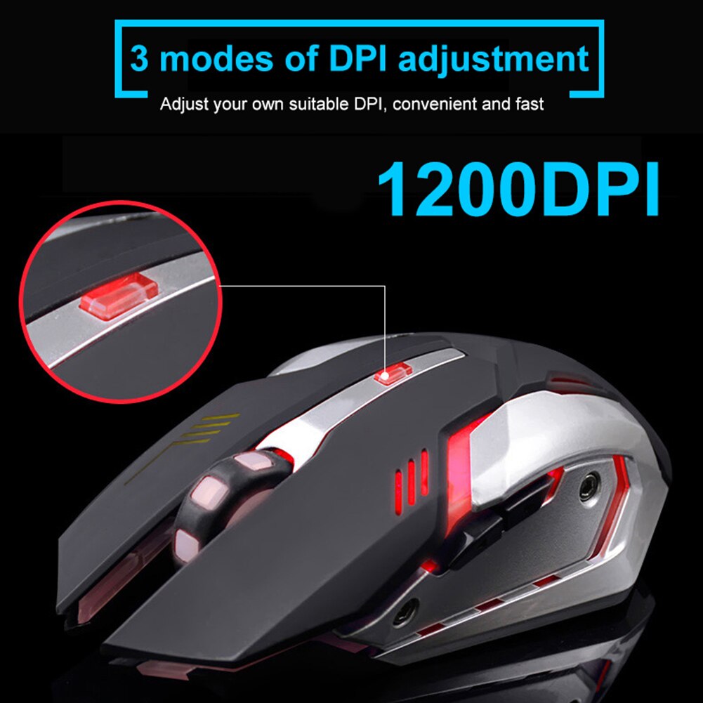 Wireless Mouse X7 7 Colors Light Silent 6 Buttons Maus Rechargeable Wireless Optical Gaming Mouse