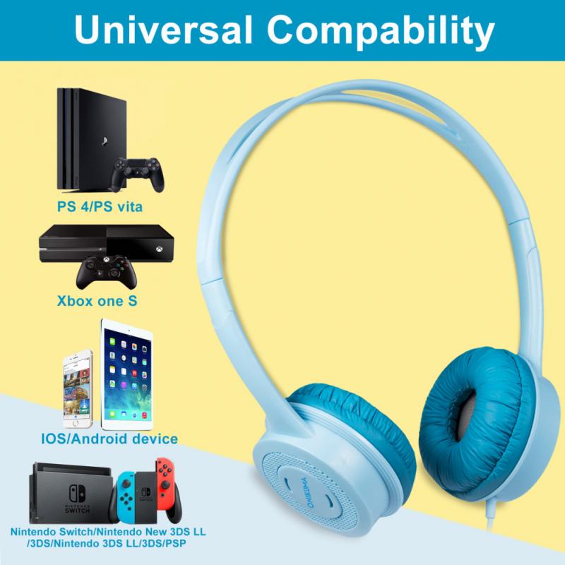 Cute Kids Wired Soft Headphones Stereo Music Children Over-Ear Headset Adjustable Headband Computer Tablet Kid Child Earphone