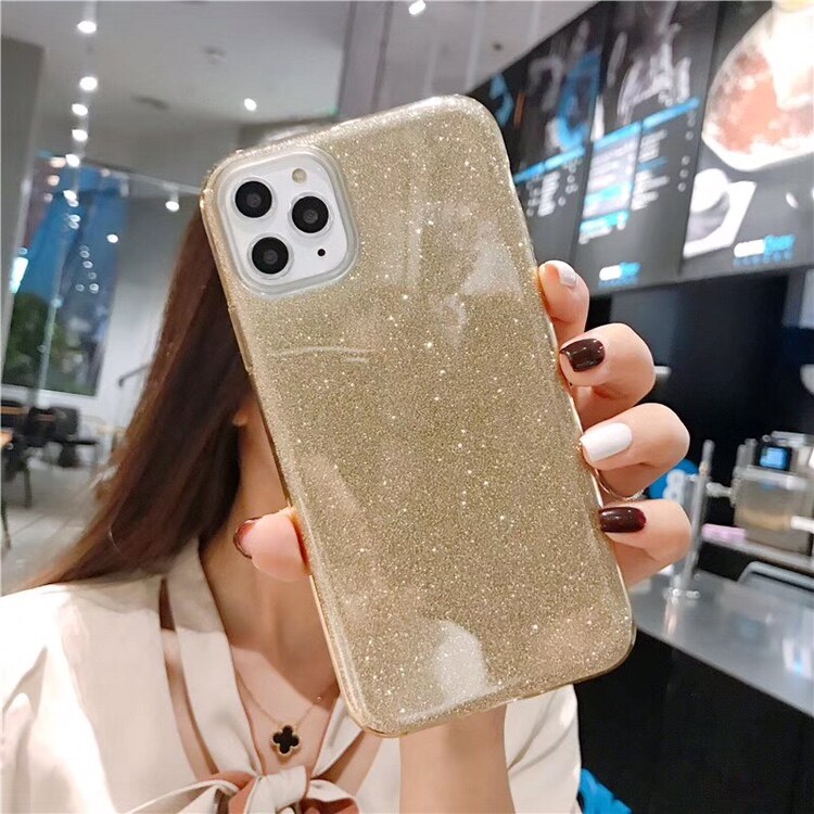 Ottwn Bling Powder Phone Case For iPhone 11 Pro Soft Silicone TPU Shiny Glitter Candy Color Cover For iPhone 11 11 Pro Max Shell: For iPhone 11 / Gold