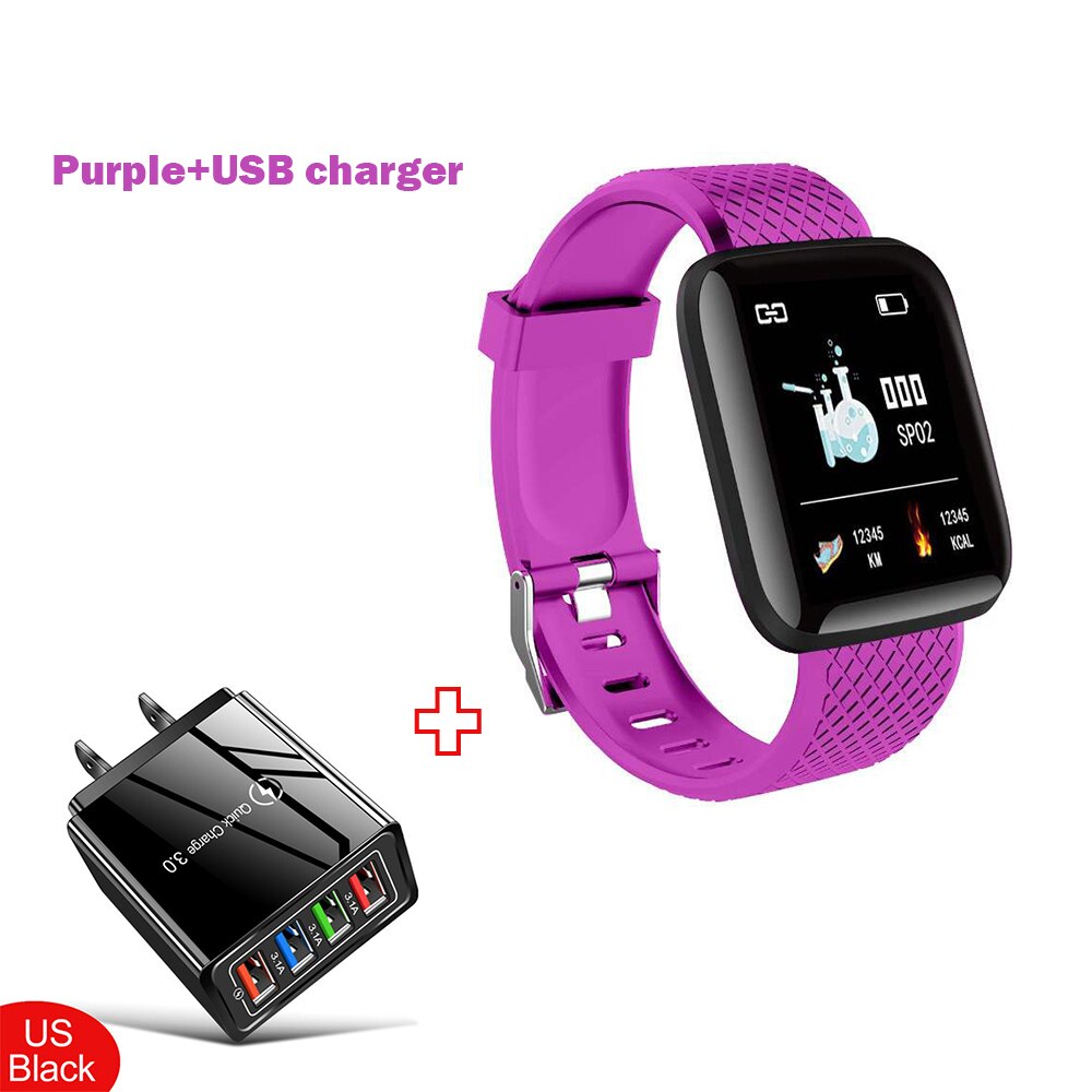 2020 New Smart Watch uomo Fitness bracciale orologi da donna monitoraggio della frequenza cardiaca orologio da polso elettronico Smartwatch magico per bambini: US charger purple