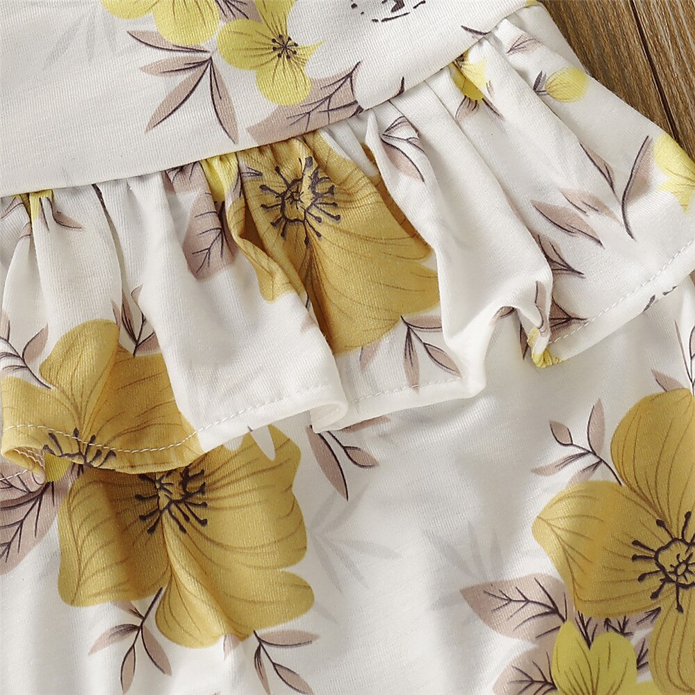 NASHAKAITE Del Bambino Del Bambino Delle Ragazze Tuta Giallo Stampa Floreale Delle Increspature Backless Tute E Salopette Scherza il Pagliaccetto Outfit Per 1-5Y