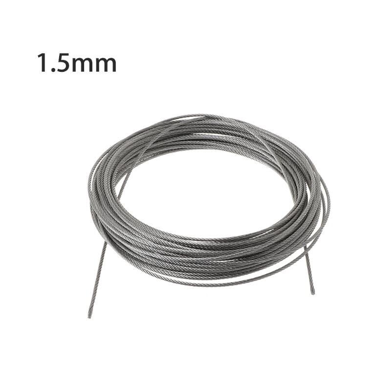 10m 304 Stainless Steel Wire Rope Soft Fishing Lifting Cable 7*7 Clothesline 0.5mm/ 0.8mm/1mm/1.2mm/1.5mm/2mm/2.5mm/3mm