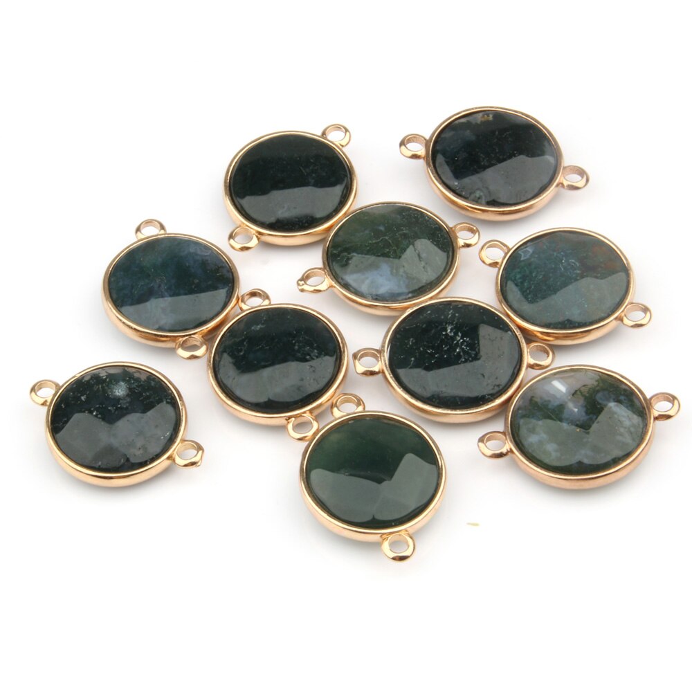 5pcs Naturale Ciondolo In Pietra di Figura Rotonda Sfaccettato Agated Del Pendente per Monili Che Fanno La Collana Accessorie Regalo per le Donne 15x27mm: Aquatic Agate