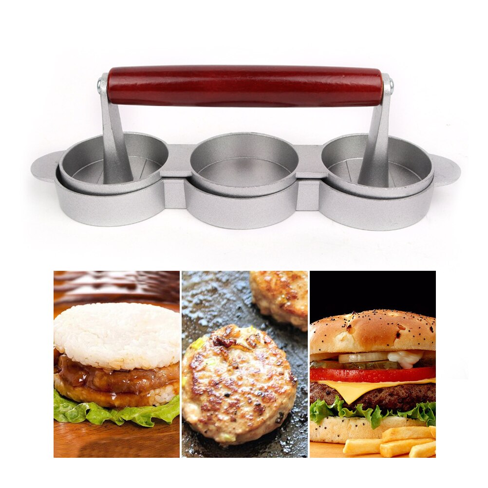 Mini hamburgerpressar nonstick 3 fack små hamburgerbiffar press trippelbiff hamburgare formmaskin kött kök köksredskap