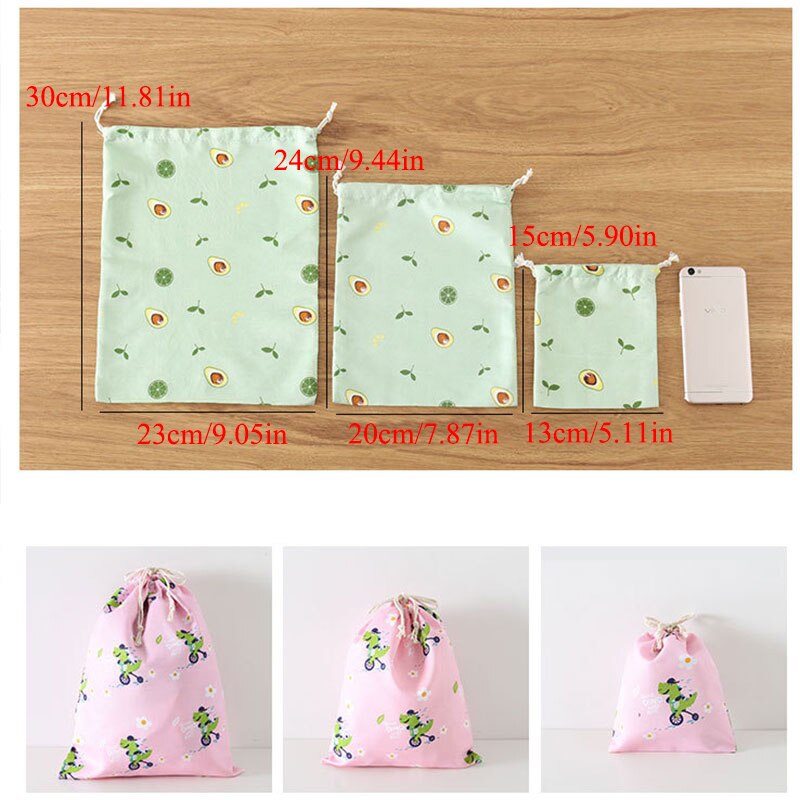 Eco Polyester Cotton Shopping Bag Avocado Flowers Drawstring Shopping Bags Cute Grocery pouch Portable Summer Travel Shoes Bag