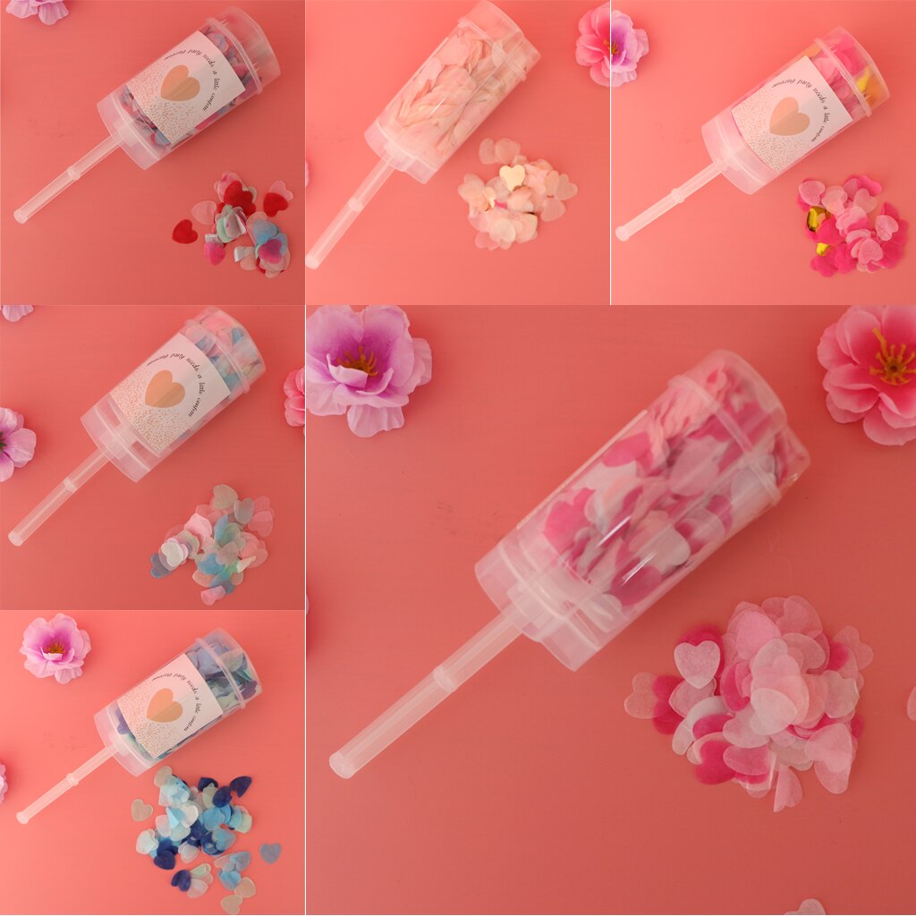 Romantiska biologiskt nedbrytbar poppar pusher hjärta konfetti kasta strössel bord sprider fest baby shower firande leverantör
