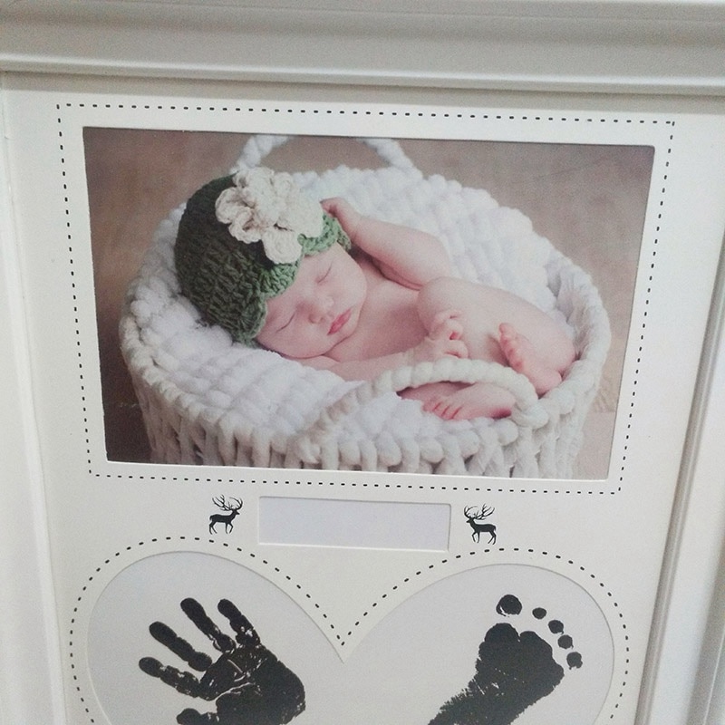 Baby Fotolijst Handafdruk Footprint Opdruk Kit Pasgeboren Hand Stempelkussen Fotolijst Baby Voetafdruk Baby Souvenirs Verjaardagscadeautjes