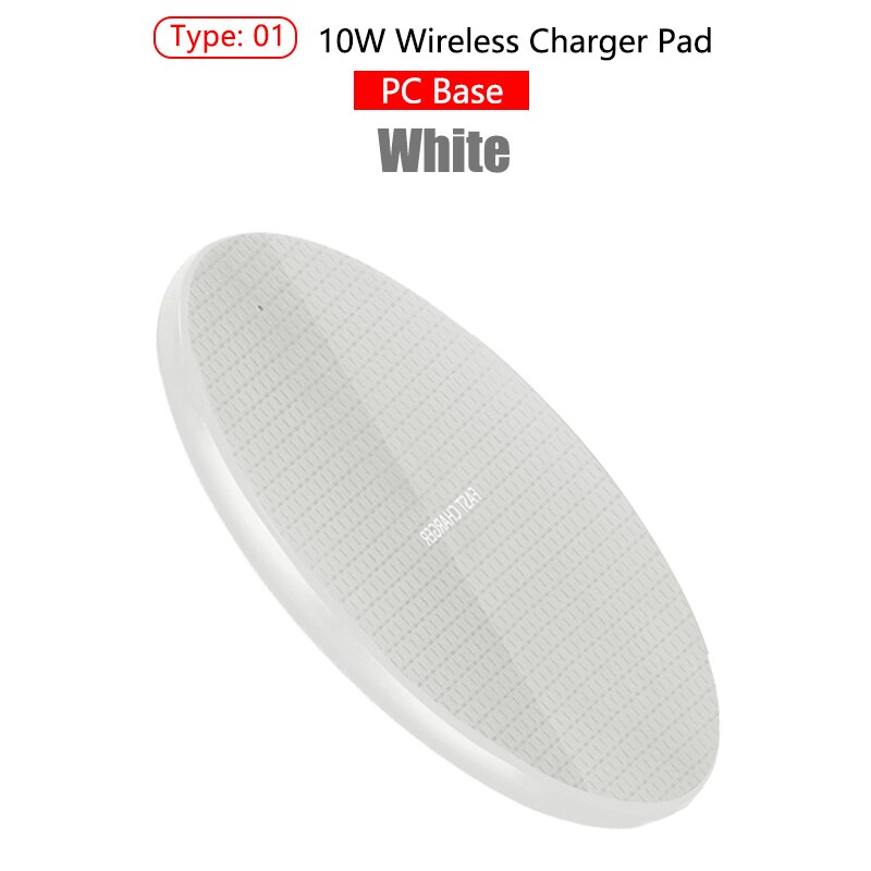 Qi Wireless Charger Pad 10W Fast Charging for Samsung S20 S10 Note 10+ iPhone 11 Pro Xs Max X 8 Plus Metal Wireless Quick Charge: PC Style White